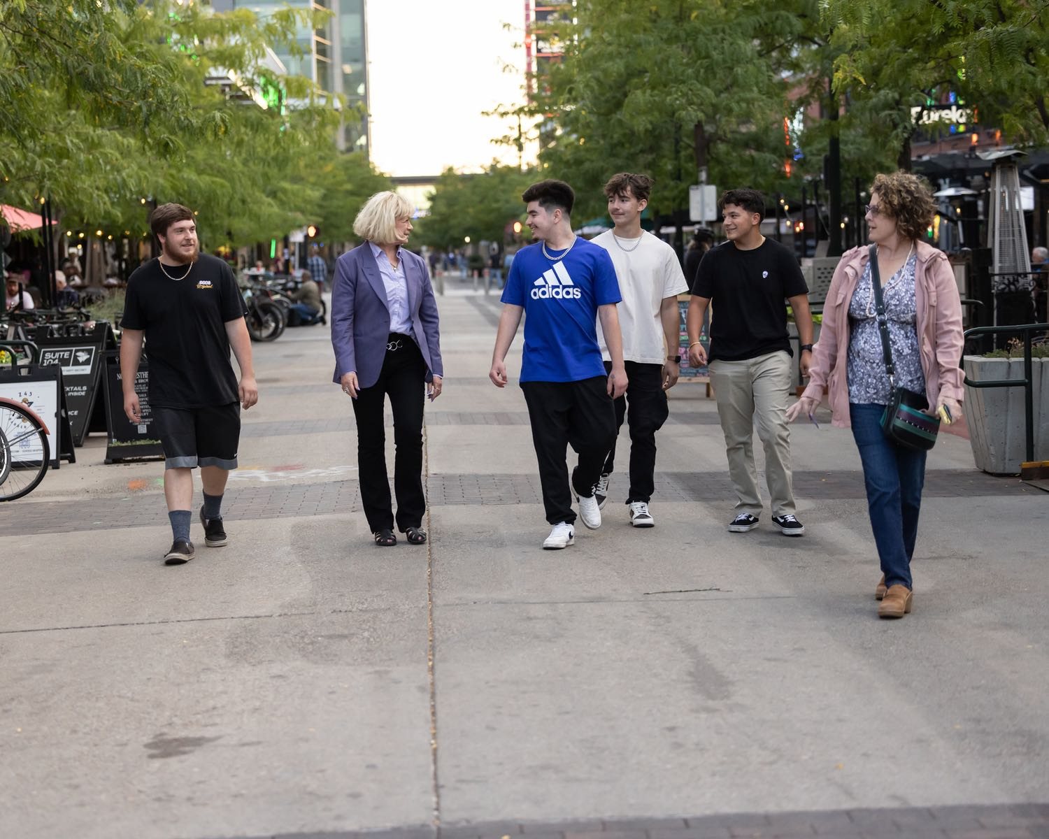 Rebecca Arnold walking downtown Boise with local residents